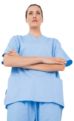 Confident Female Surgeon with Arms Crossed in Blue Scrubs Transparent - Download Free Stock Videos Pikwizard.com