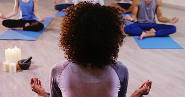 Group Meditation Class Practicing Yoga with Instructor - Download Free Stock Images Pikwizard.com