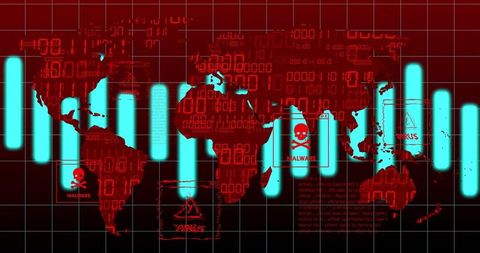 Global Cybersecurity Threats with Digital Data Visualization