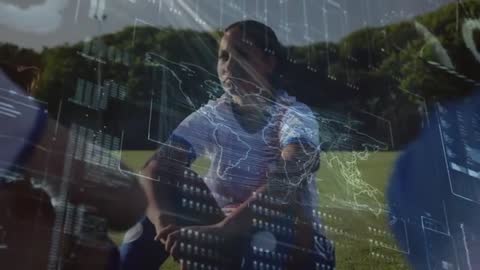 Athlete Using Holographic Overlay for Tactical Review on Field
