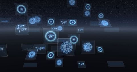 Digital Interface with Data Points Over Glowing Horizon - Download Free Stock Images Pikwizard.com