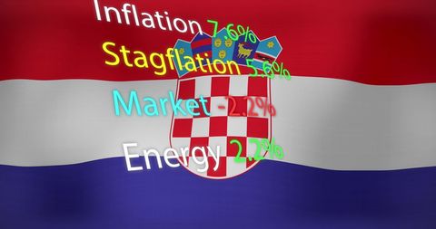 Data Visualization Over Croatia Flag Highlighting Economic Indicators