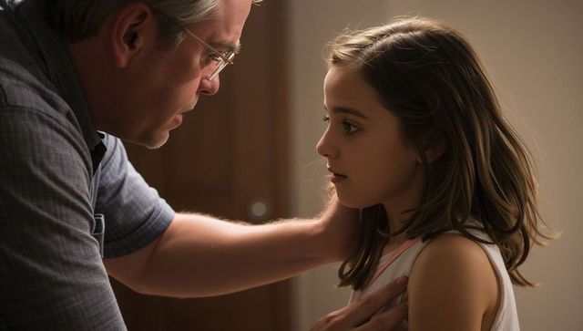 Father gently comforting daughter close-up emotional bonding and parental care