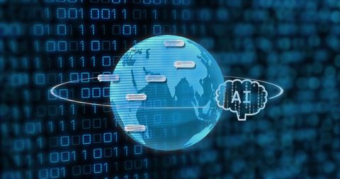 Global AI Data Processing with Binary Code Background - Download Free Stock Images Pikwizard.com