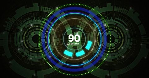 Futuristic Loading Circle with Digital Data Elements in Green and Blue - Download Free Stock Images Pikwizard.com