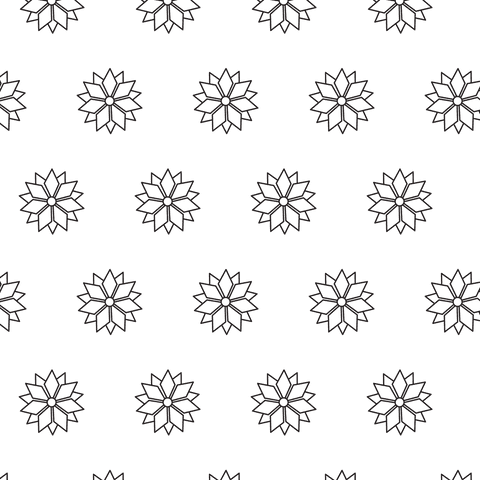 Seamless black floral pattern on transparent background