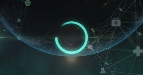 Digital Network Connections over Earth with Loading Icon - Download Free Stock Images Pikwizard.com