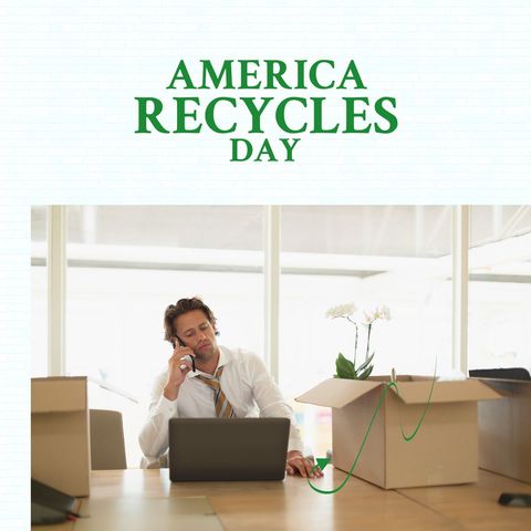 businessman recycling for america recycles day at home office - Download Free Stock Templates Pikwizard.com