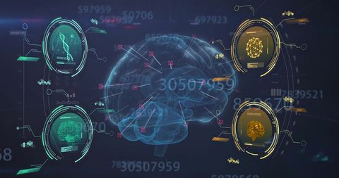 Futuristic Brain Interface with DNA and Network Elements - Download Free Stock Images Pikwizard.com