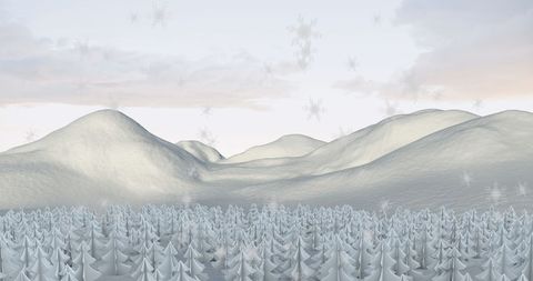 Serene Snowy Forest and Rolling Hills Winter Wonderland