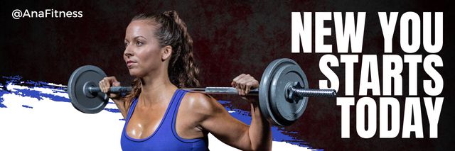 Motivational Fitness Banner with Woman Lifting Weights - Download Free Stock Templates Pikwizard.com