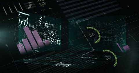 Data Analysis and Technology Screens with Mathematical Equations - Download Free Stock Images Pikwizard.com