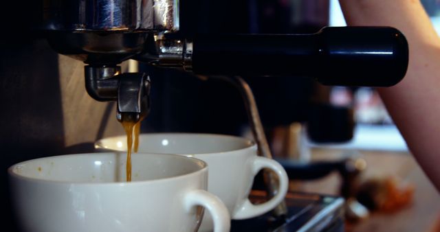 Espresso Machine Brewing Fresh Coffee into Cups - Download Free Stock Images Pikwizard.com