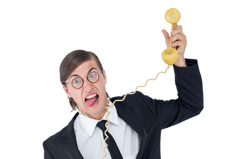 transparent shocked businessman tangled in phone cord - Download Free Stock Videos Pikwizard.com