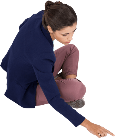 Transparent background high angle businesswoman sitting