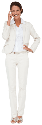 Smiling Caucasian Businesswoman on Transparent Background