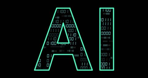 AI Text with Binary Code on Black Background - Download Free Stock Images Pikwizard.com
