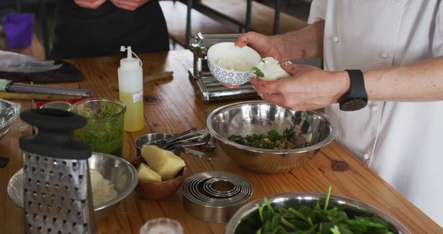 Chef Prep Ravioli with Fresh Ingredients in Rustic Kitchen - Download Free Stock Images Pikwizard.com