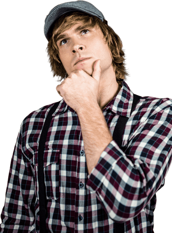 Transparent Contemplative Young Man Plaid Shirt - Download Free Stock Videos Pikwizard.com
