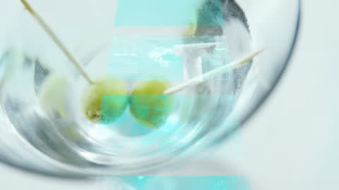 Digital Overlay of Data on Cocktail with Olives