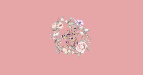 Pale Floral Wreath with Pastel Heart on Pink Backdrop - Download Free Stock Images Pikwizard.com