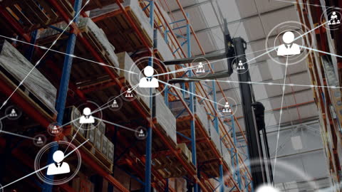 Warehouse Network Technology Concept with Digital Connections