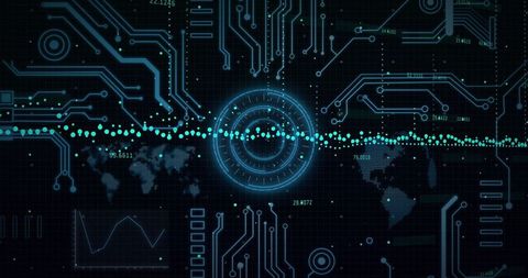 Futuristic Circuit Board with Global Data Interface Overlay - Download Free Stock Images Pikwizard.com