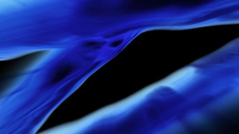 Abstract Blue Flowing Liquid Wave on Black Background