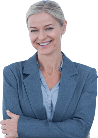 Confident Businesswoman on Transparent Background Smiling