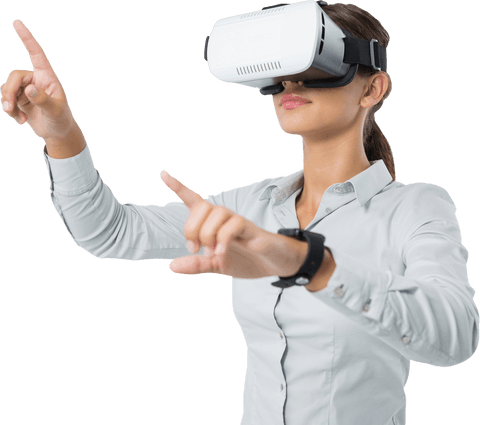 Transparent Executive Woman Using VR Headset for Innovative Solutions - Download Free Stock Videos Pikwizard.com