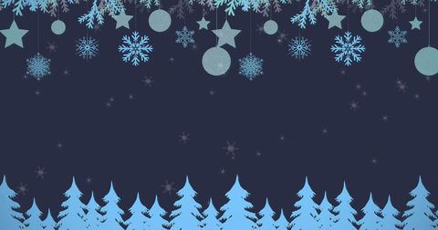 Winter Themed Background with Snowflakes and Fir Trees
