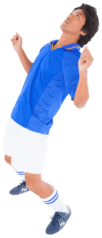 Energetic Football Player Celebrating Goal in Transparent Background