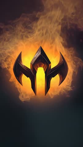 Ember-Forge Helmet Emblem Igniting Flames Vertical Logo Reveal for Game Intros