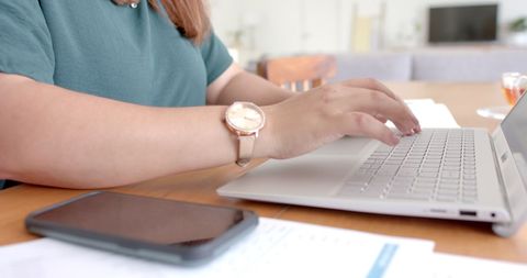 Focused Woman Working from Home on Laptop - Download Free Stock Images Pikwizard.com