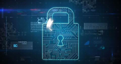 Cybersecurity Concept with Digital Padlock and Data Interface - Download Free Stock Images Pikwizard.com
