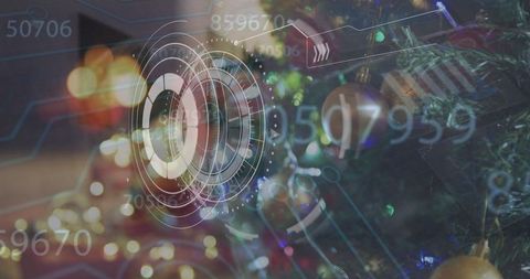 Futuristic Technology Superimposed on Christmas Decorations