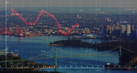 Digital Analytics Over Dynamic Cityscape Background