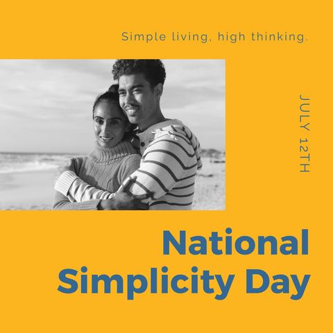 Celebrating National Simplicity Day With Embracing Couple on Beach - Download Free Stock Templates Pikwizard.com