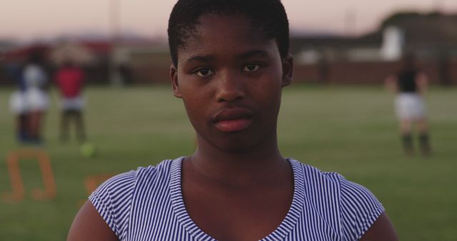 Determined African American Female Rugby Player on Field - Download Free Stock Images Pikwizard.com