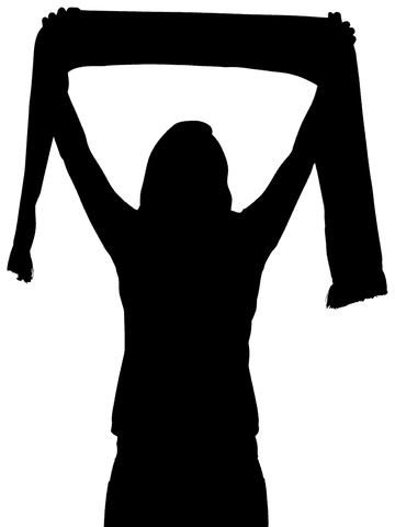 Transparent silhouette supporter holding scarf vector