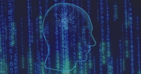 Human Head Superimposed with AI Data Over Binary Code - Download Free Stock Images Pikwizard.com