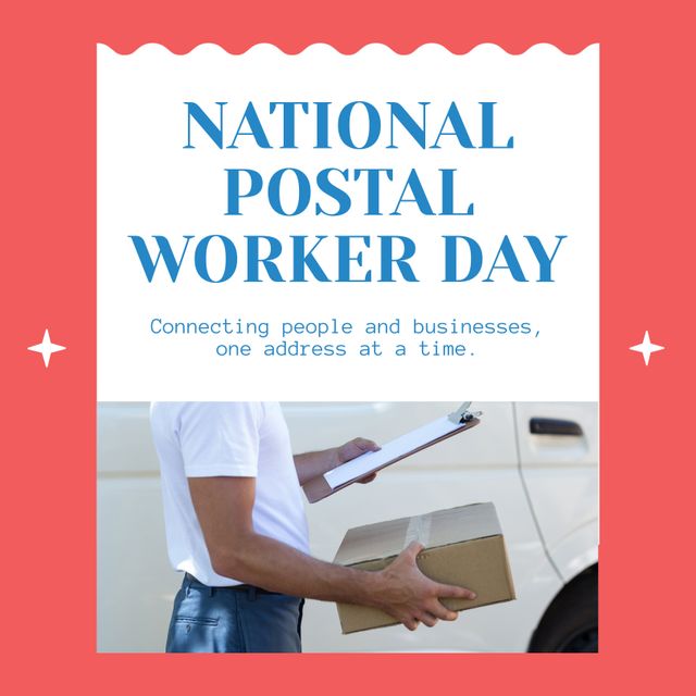 National Postal Worker Day Poster with Delivery Person Holding Parcel - Download Free Stock Templates Pikwizard.com