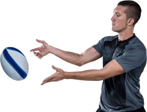 athletic rugby player catching transparent ball mid-action - Download Free Stock Videos Pikwizard.com