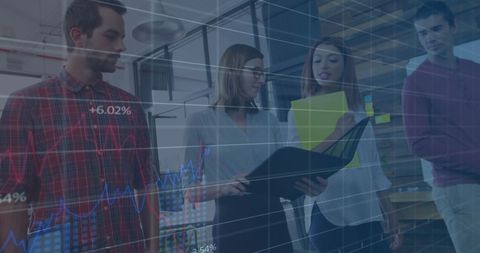 Financial Data Analysis Among Diverse Team in Modern Office