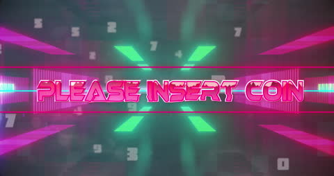 Retro-Futuristic Insert Coin Animation for Gaming, Cyber Style