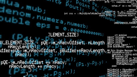Flowing Computer Code on Black Background Represents Technology and Programming