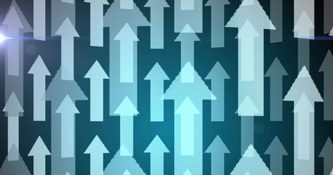 Digital arrows indicating economic inflation and growth