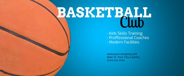 Basketball Club Promotion Banner with Ball Close-Up - Download Free Stock Templates Pikwizard.com