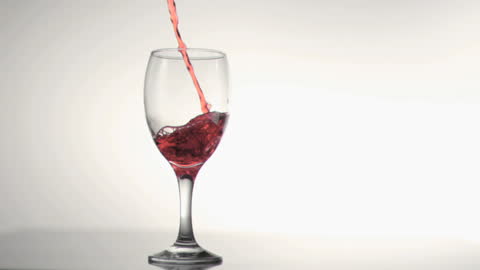 Elegant Slow Motion Red Wine Pouring into Glass