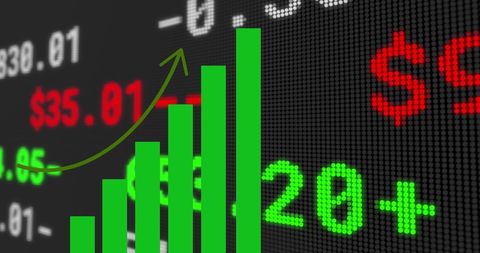 Stock Market Growth Concept with Green Bar Graphs and Tickers - Download Free Stock Images Pikwizard.com
